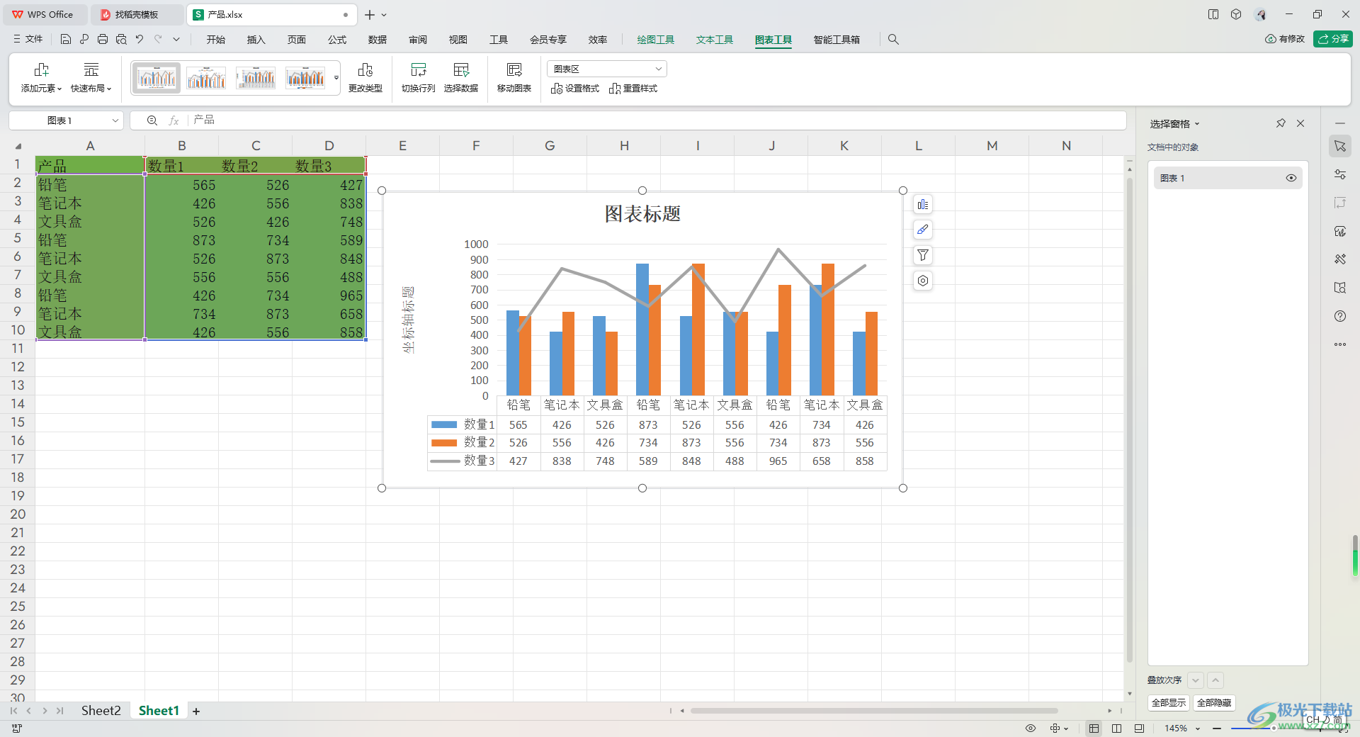 WPS Excel表格制作组合图的方法