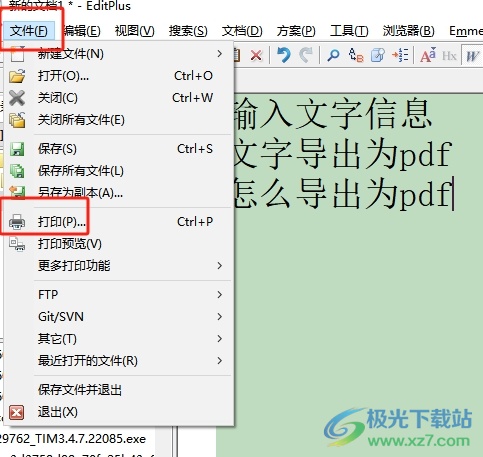 editplus将文本输出为pdf的教程