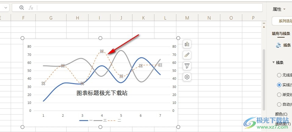 WPS Excel折线图设置为虚线的方法