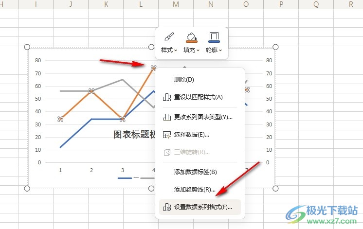 WPS Excel折线图设置为虚线的方法