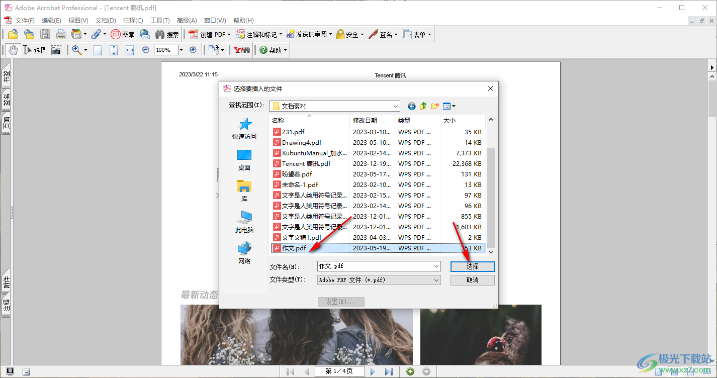 Adobe Acrobat 7.0插入PDF文档页面的方法