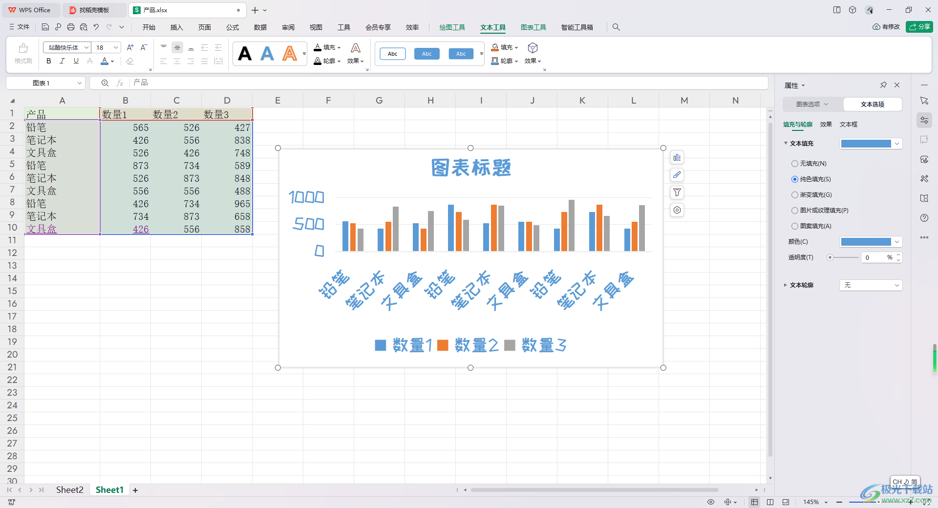 WPS Excel统一图表字体大小的方法