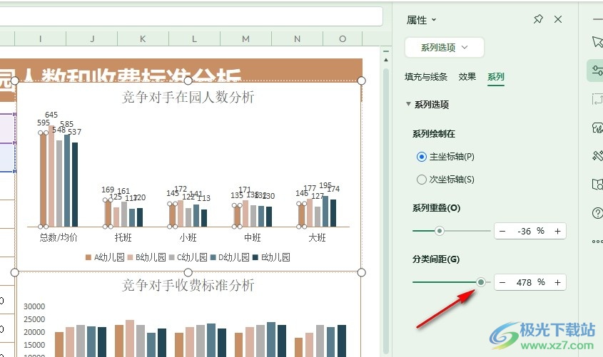 WPS Excel表格设置图表分类间距的方法