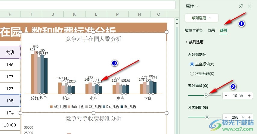 WPS Excel表格调整系列重叠大小的方法