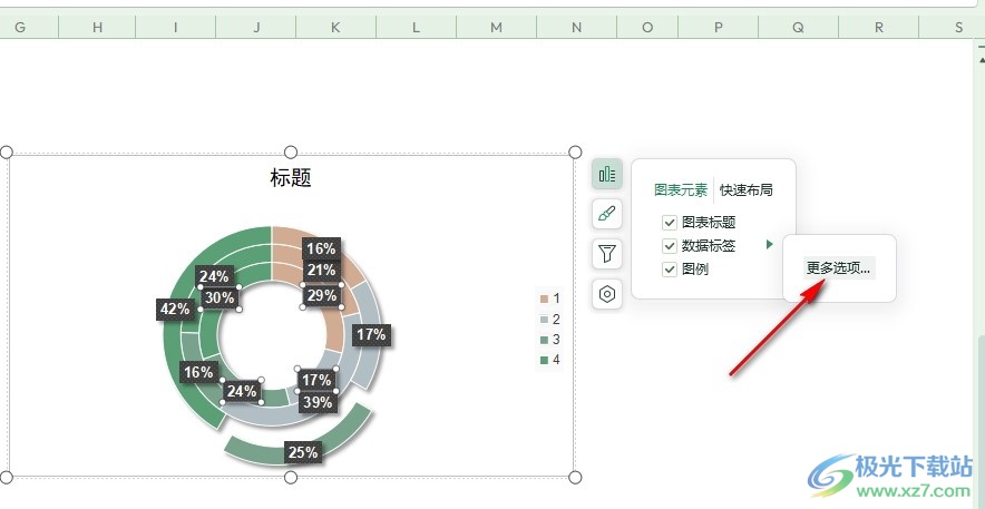 WPS Excel设置圆环图标签上显示数值的方法