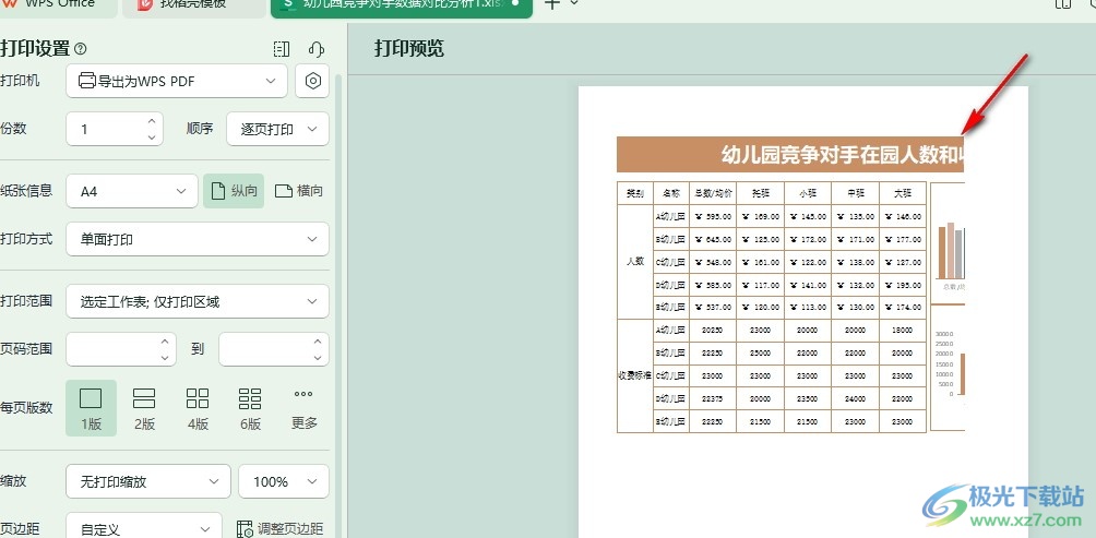 WPS Excel表格将所有列打印在一页的方法