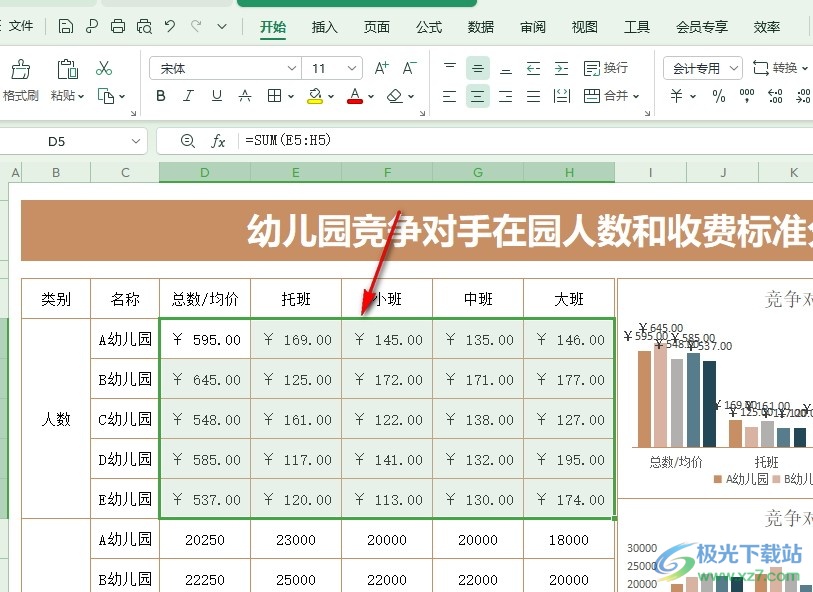 WPS Excel表格文档设置会计专用格式的方法