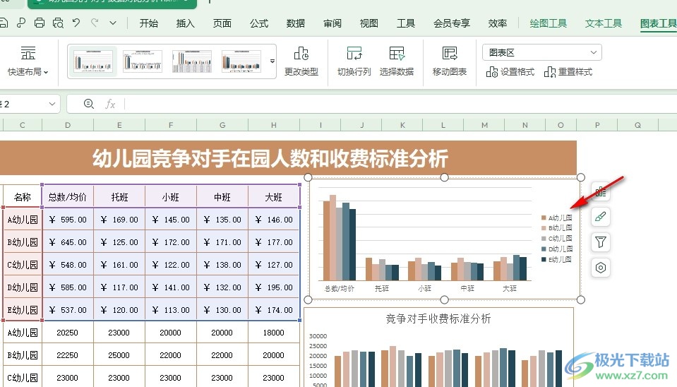 WPS Excel使用快速布局功能更改表格样式的方法