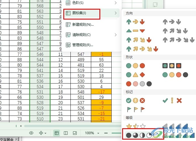 WPS Excel表格文档在单元格中插入五象限图的方法