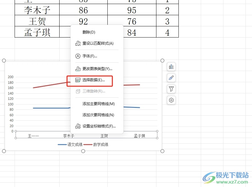 wps图表修改横坐标刻度的教程