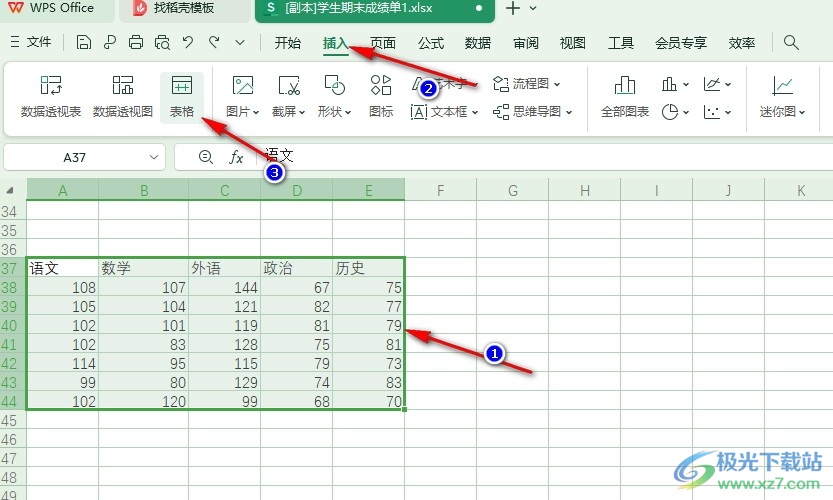 WPS Excel表格筛选的时候显示个数的方法
