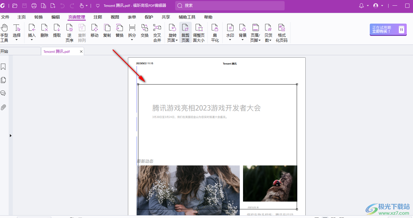 Foxit PDF Editor Pro裁剪页面大小的方法
