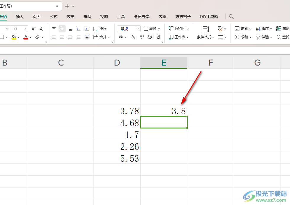 WPS Excel表格将小数点四舍五入后保留一位小数的方法