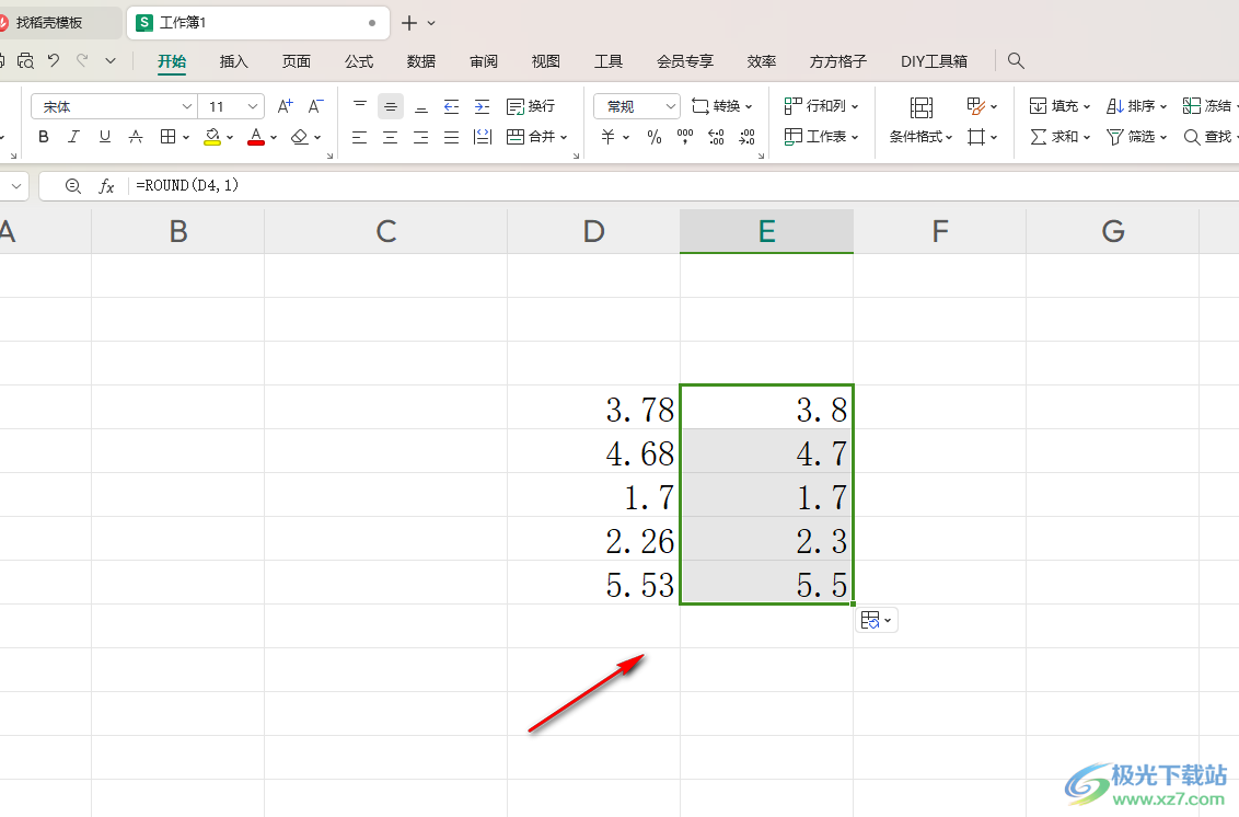 WPS Excel表格将小数点四舍五入后保留一位小数的方法