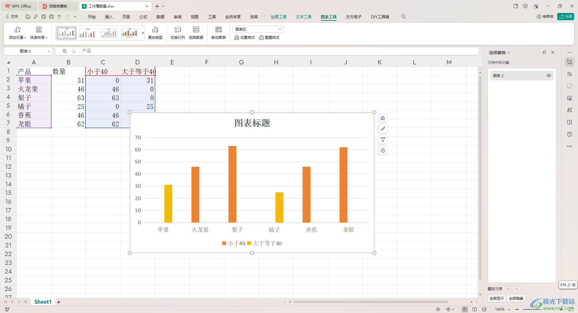 WPS Excel柱形图根据数据设置不同颜色的方法