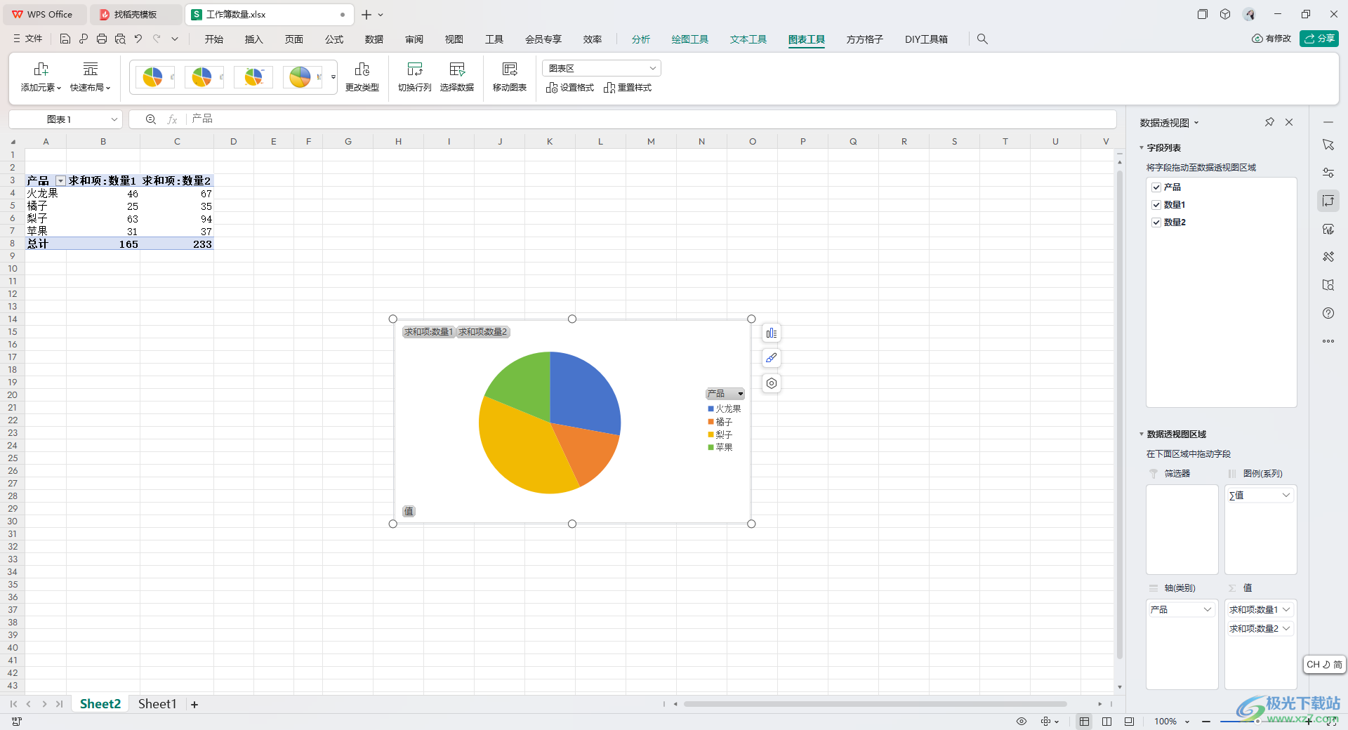 WPS Excel更改透视图图表类型的方法