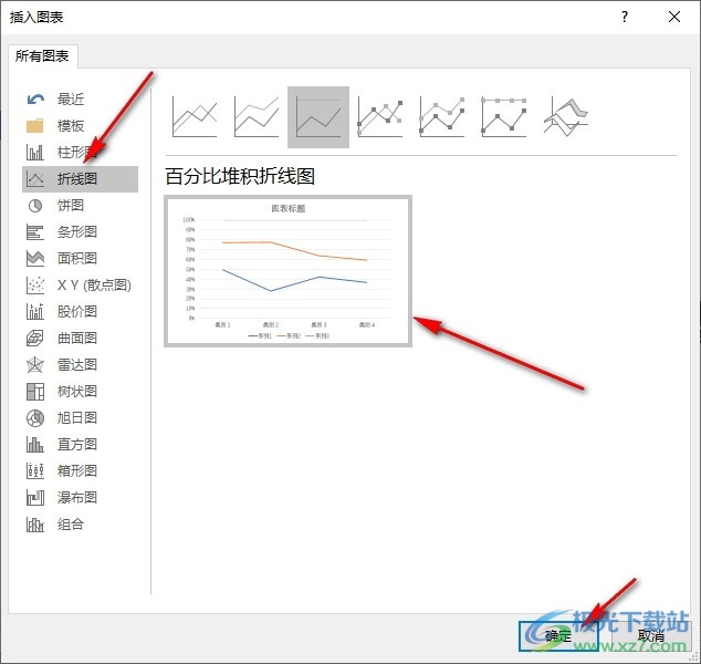 PPT演示文稿在幻灯片中插入折线图的方法