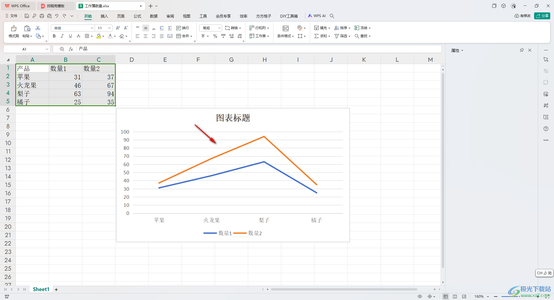 WPS Excel设置折线图的折线为平滑曲线的方法