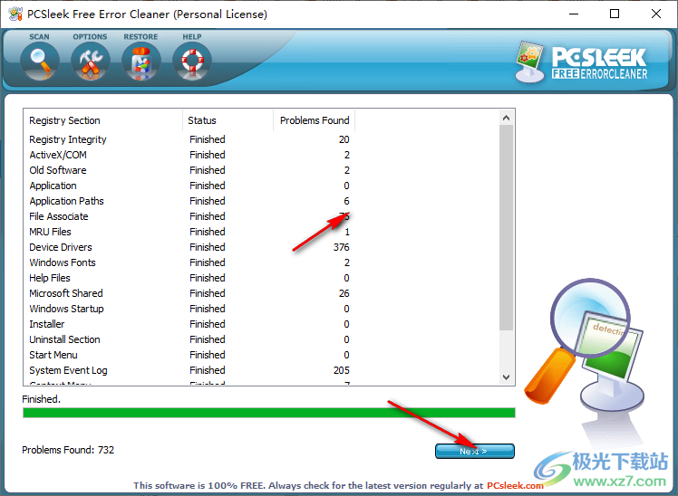 PCSleek Free Error Cleaner(注册表修复软件)