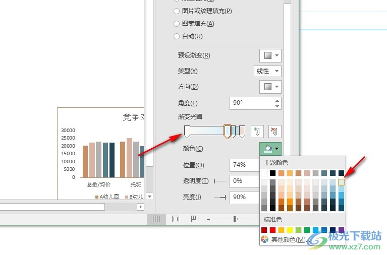 Excel表格文档折线图设置渐变填充的方法