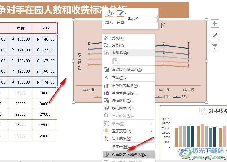 Excel表格文档折线图设置渐变填充的方法