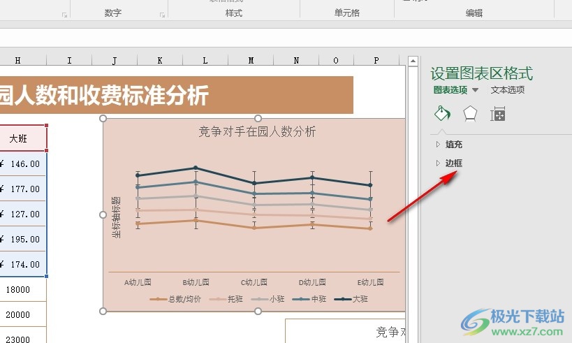 Excel表格文档更改图表边框宽度的方法