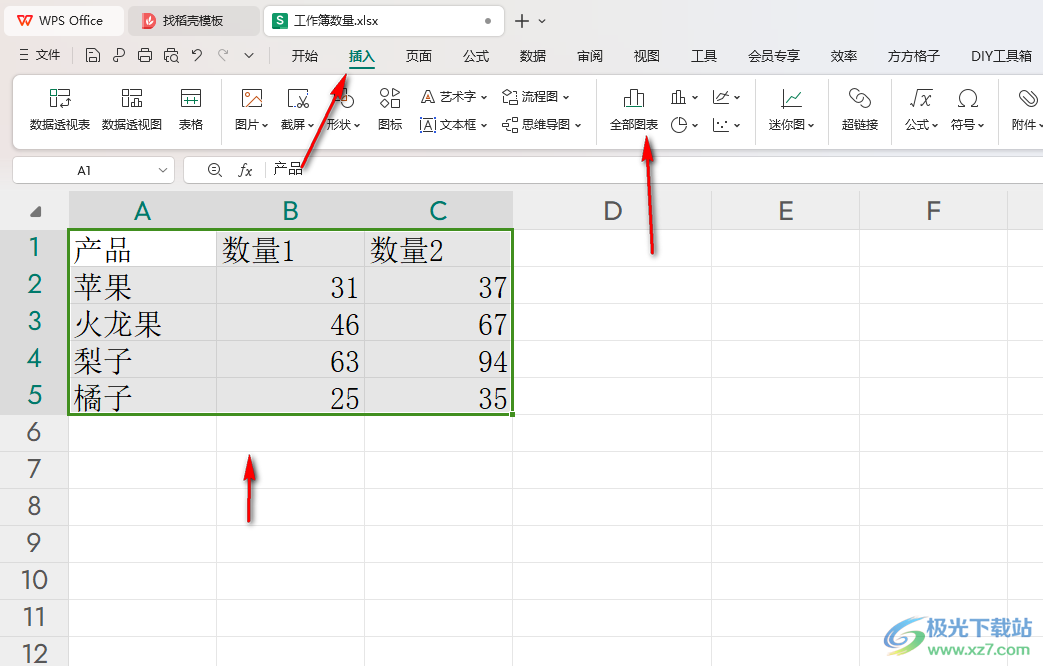 WPS Excel制作柱形图和散点图组合图的方法