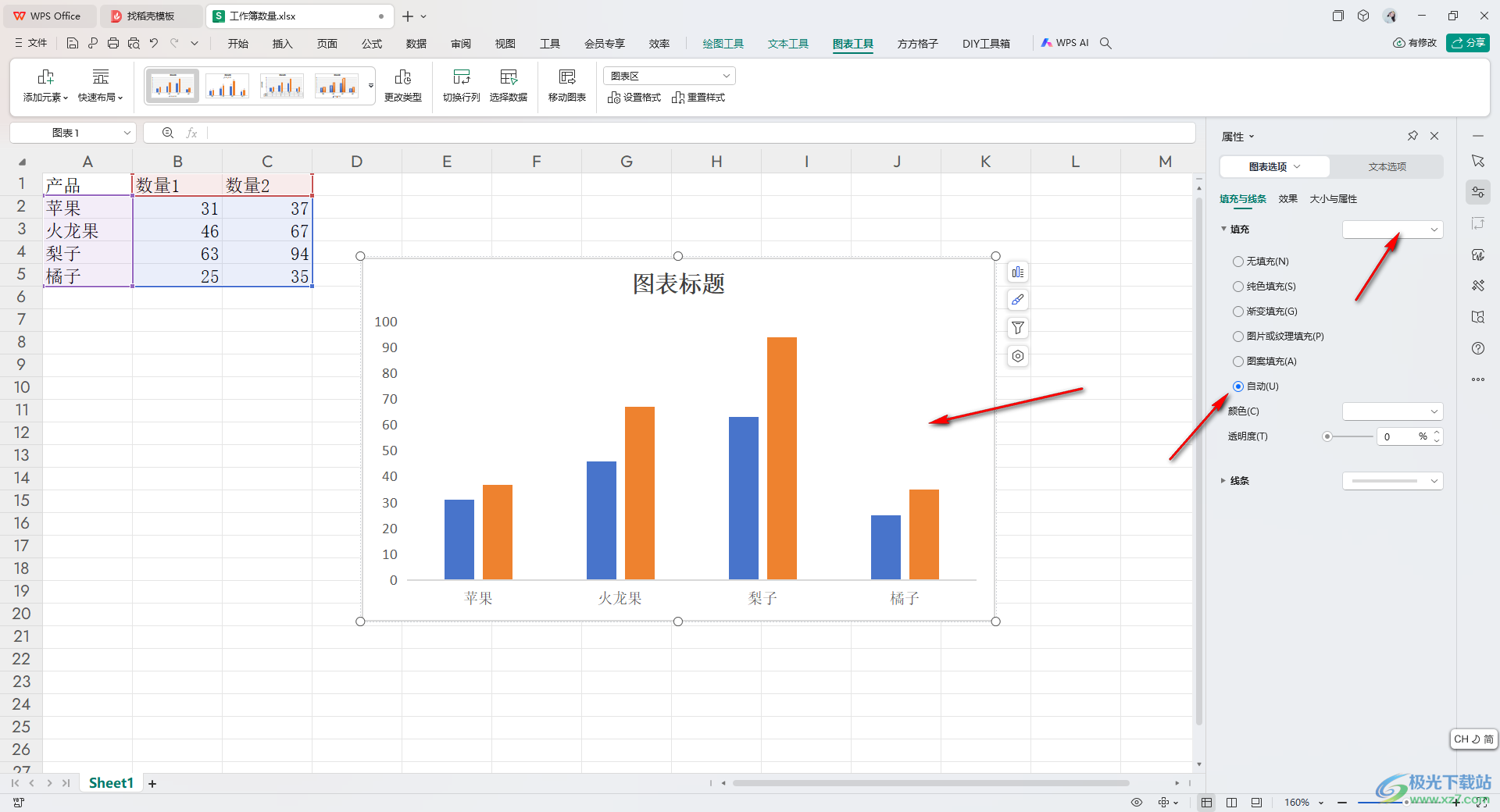 WPS Excel设置隐藏和显示图表网格线的方法