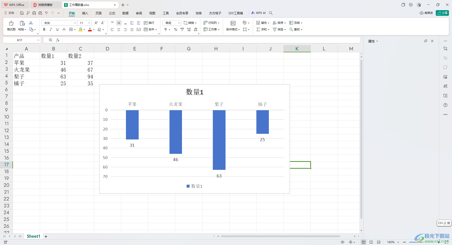 WPS Excel中设置水平轴显示在图表上方的方法