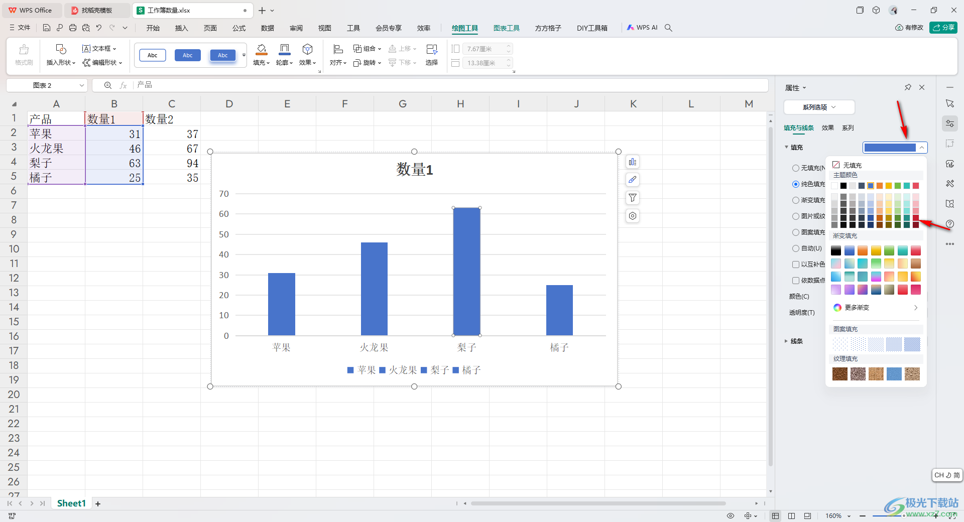 WPS Excel设置突显图表重点数据的方法