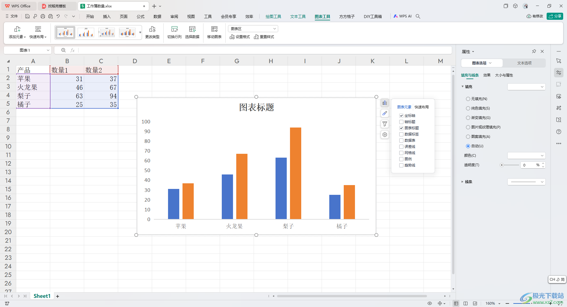 WPS Excel设置隐藏和显示图表网格线的方法