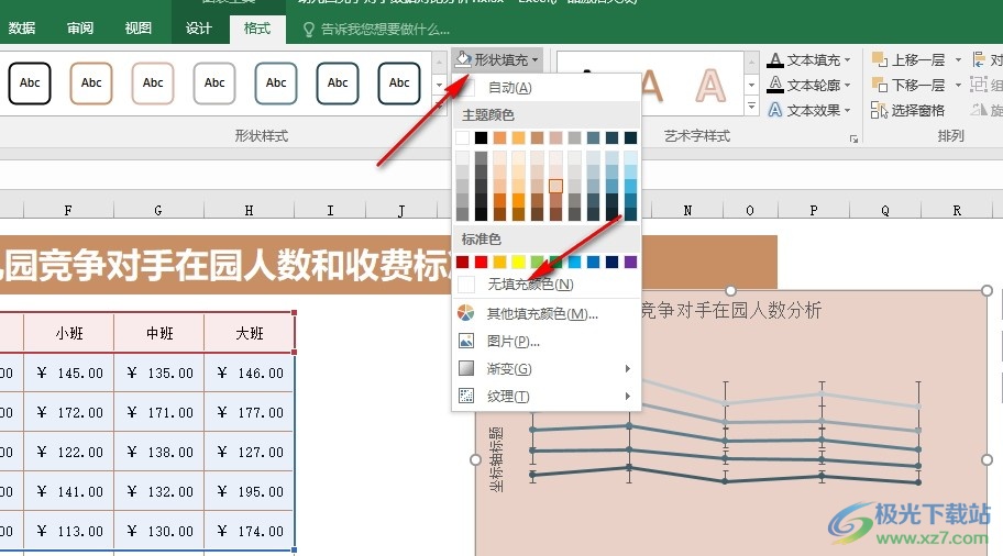 Excel表格文档将折线图变为透明背景的方法