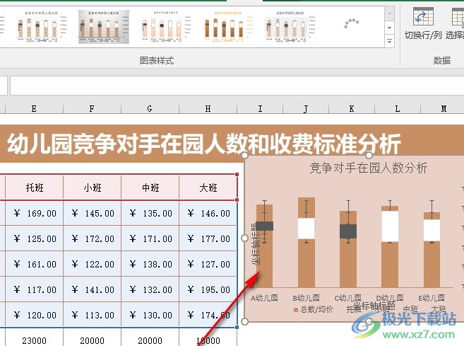 Excel表格文档将折线图改为股价图的方法