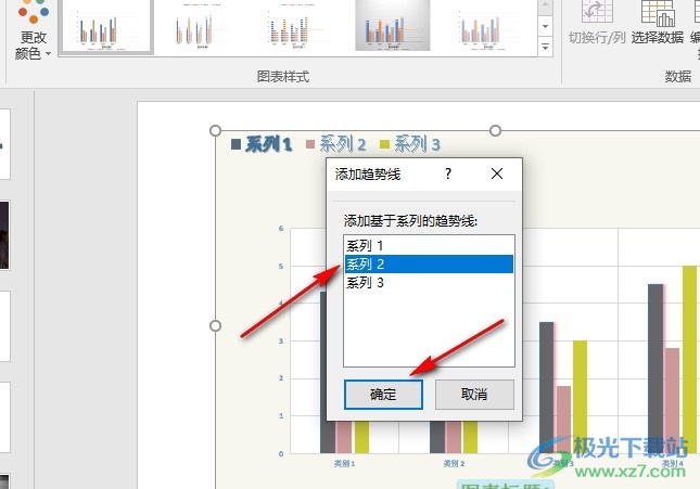 PPT演示文稿在图表中添加线性预测趋势线的方法