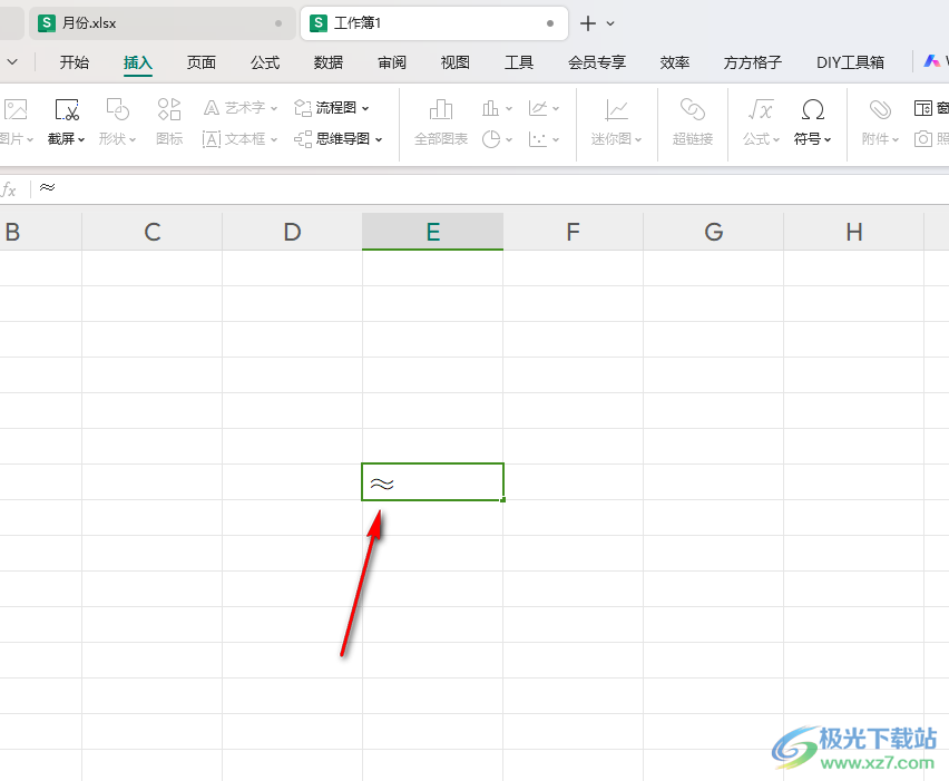 WPS Excel表格插入≈符号的方法