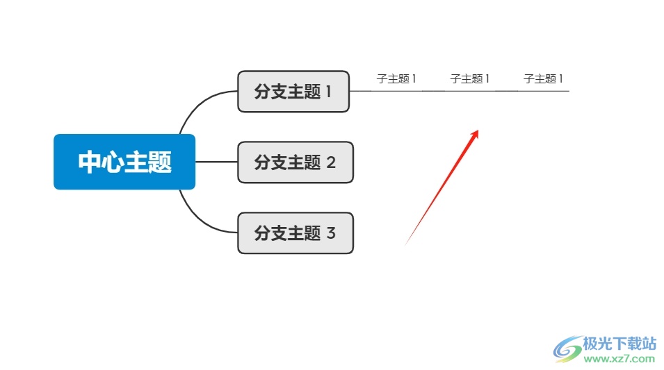 xmind把三个子主题连在一起的教程