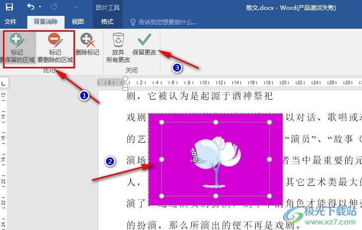 Word文字文档删除图片背景的方法