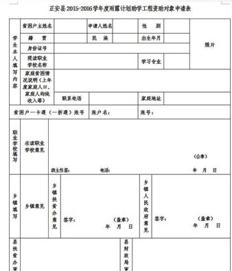 2019年雨露计划申请表(1)