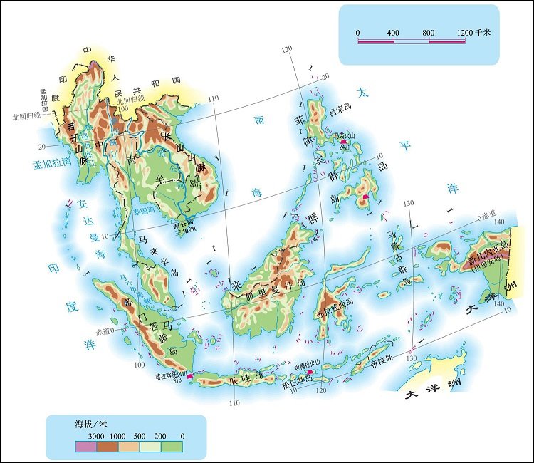 东南亚地形图高清全图大图(1)