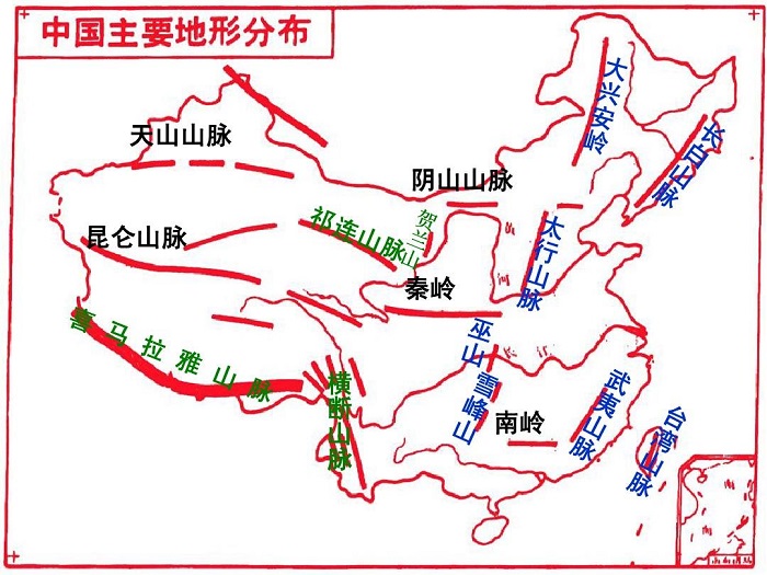 中国山川河流分布地图图片