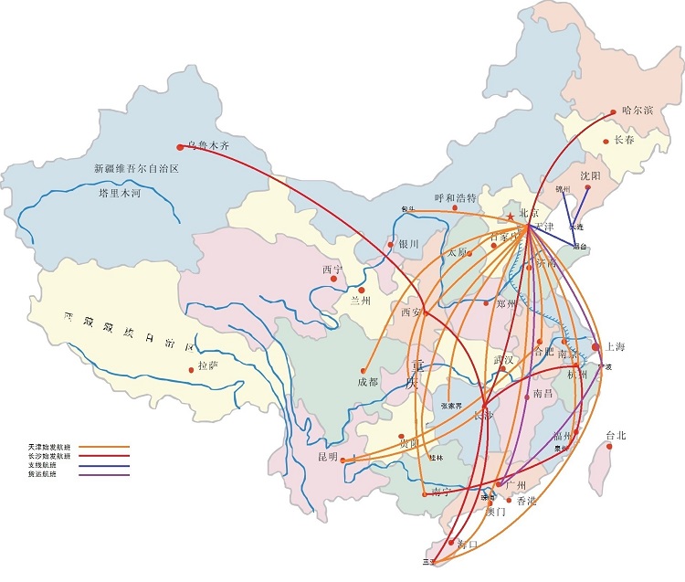 中国航空线路图高清版大图(1)