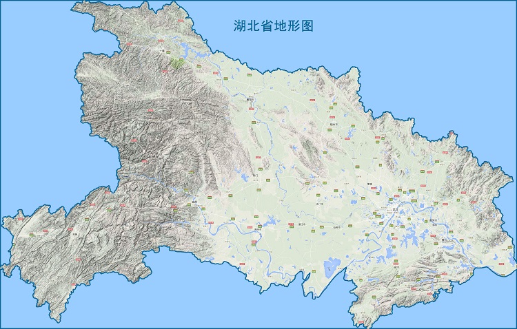 湖北省地势地形分布图图片