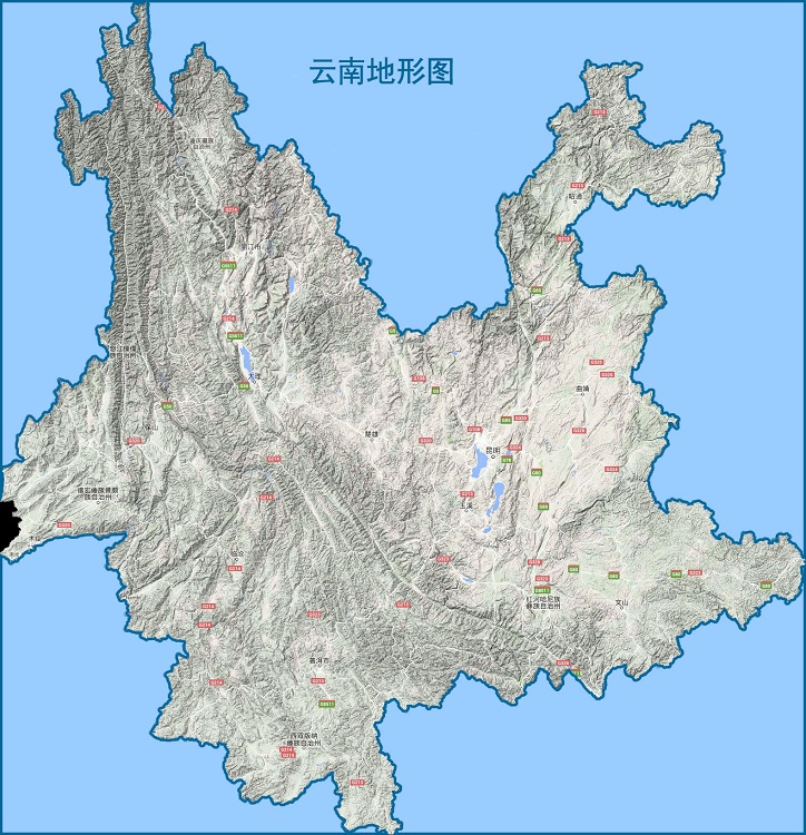 云南省地形图高清版大图(1)