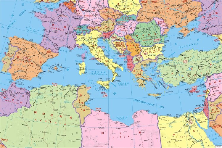 地中海地图中文版全图