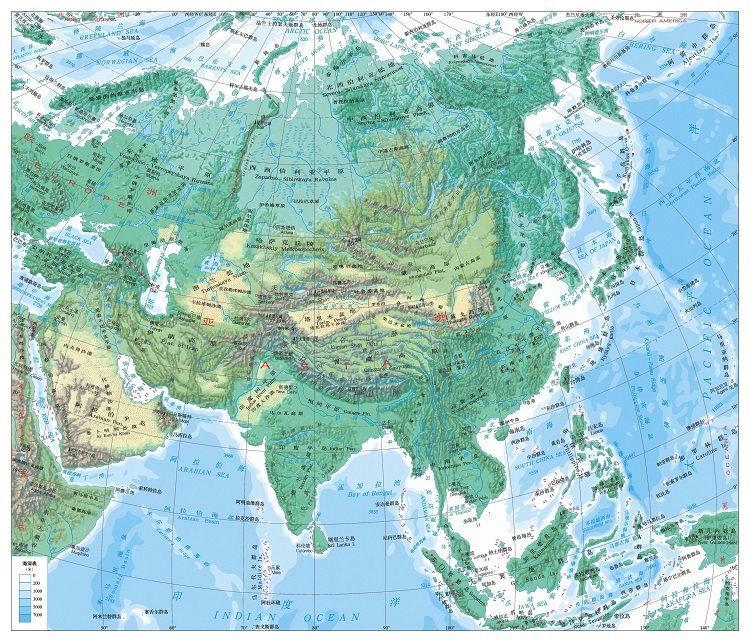 亚洲地形图高清大图可放大版(1)