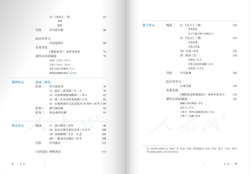 人教版五四制八年级语文下册(1)