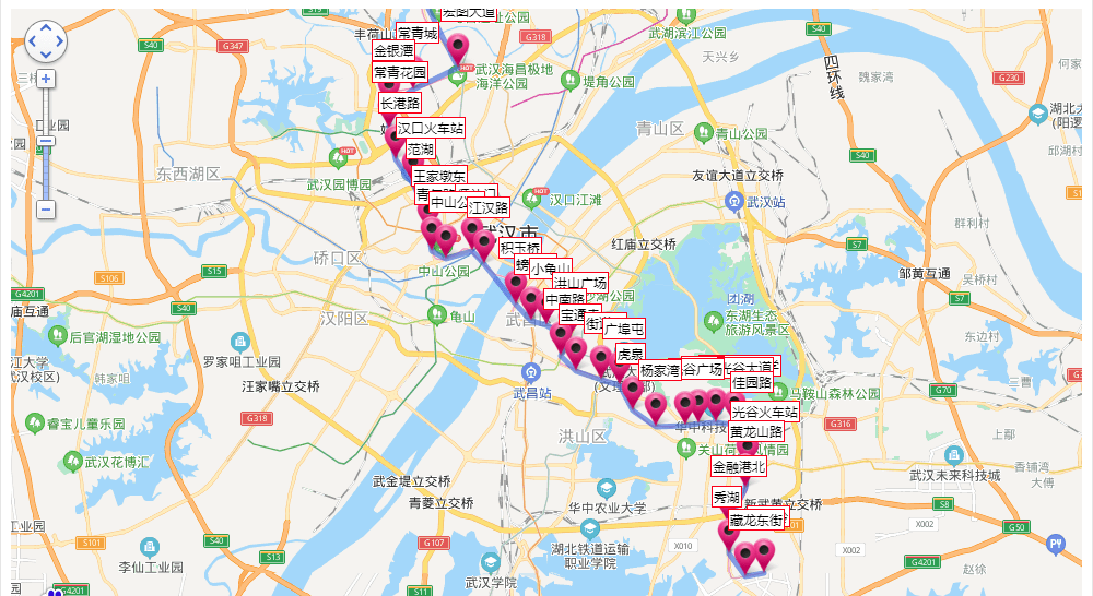 武汉地铁2号线站点地图