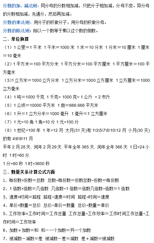 小学数学公式合集