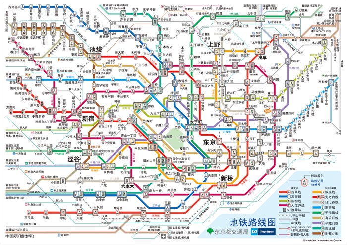 日本东京地铁线路图中文版高清版(1)