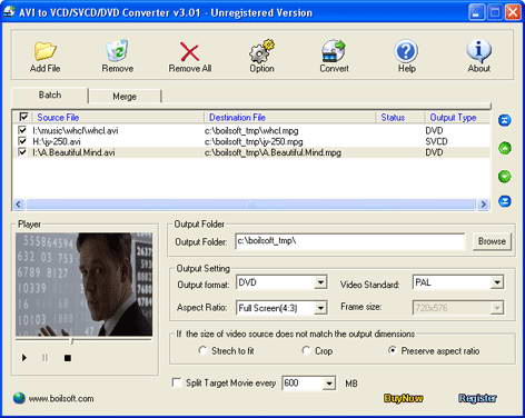 boilsoft avi to vcd svcd dvd converter软件v3.81 绿色版(1)